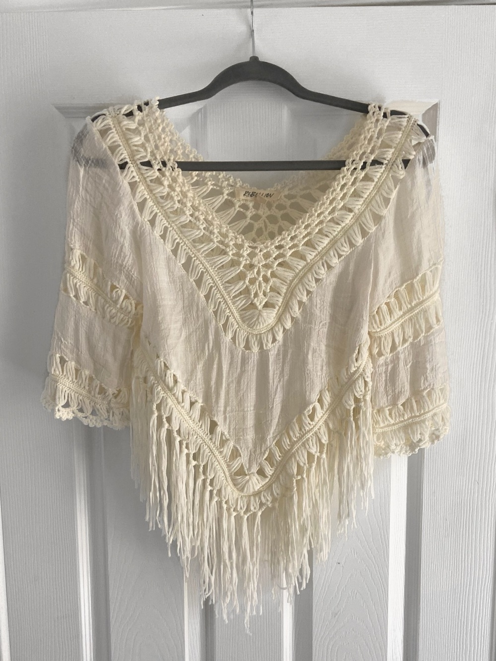 Rebellion | Boho Crochet Fringe Women's Top - Cream